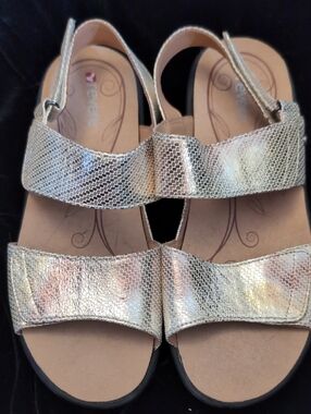 Revere Metallic Gold Snake Strappy Women’s Sandals
